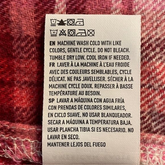 AMERICAN EAGLE Red and Pink Plaid Cropped Flannel Shirt - Size XL - Picture 7 of 7